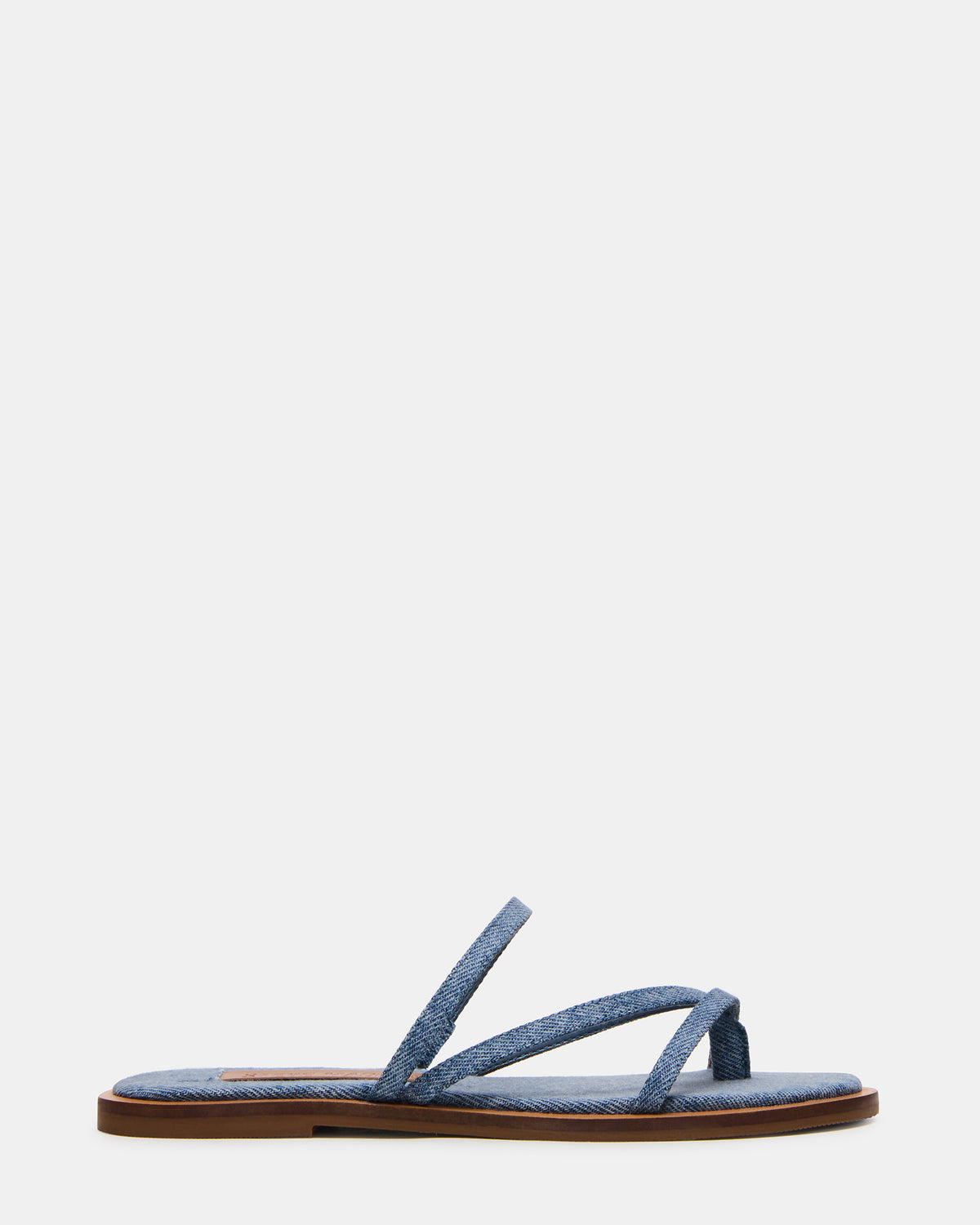 ELLERY Denim Fabric Strappy Thong Slide Women's Sandal Steve Madden DENIM FABRIC