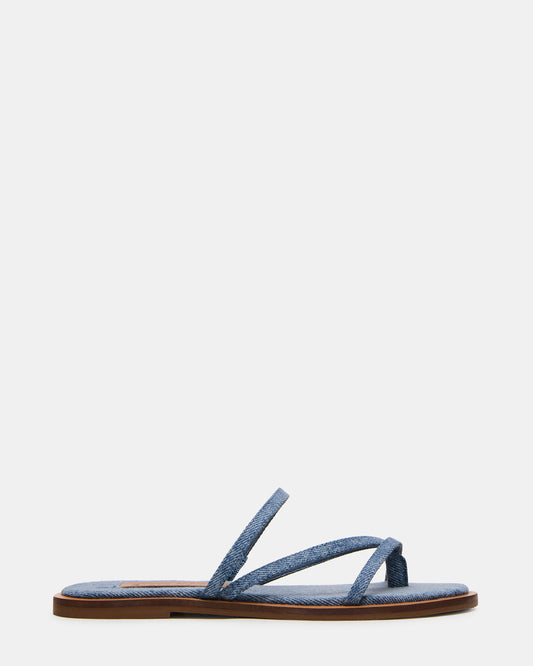 ELLERY Denim Fabric Strappy Thong Slide Women's Sandal Steve Madden DENIM FABRIC