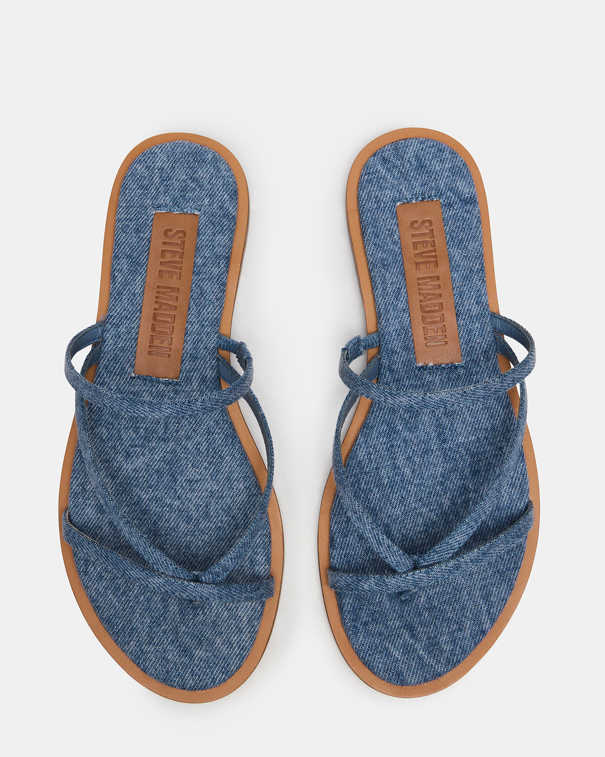 ELLERY Denim Fabric Strappy Thong Slide Women's Sandal Steve Madden DENIM FABRIC