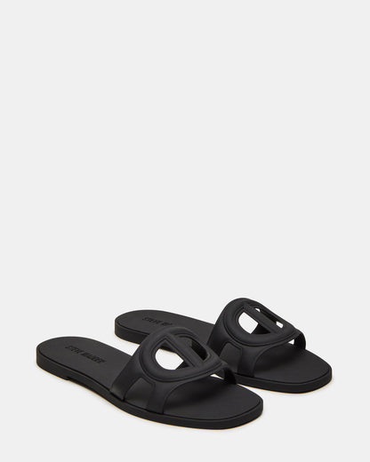 JELLIE Black Women's Square Toe Slide Sandal Steve Madden BLACK