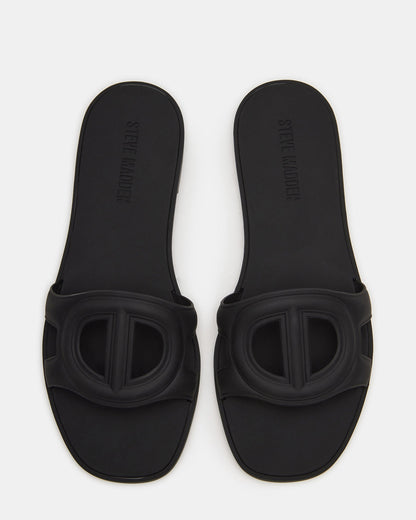 JELLIE Black Women's Square Toe Slide Sandal Steve Madden BLACK
