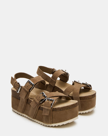 KIWI Taupe Suede Women's Strappy Platform Sandal Steve Madden TAUPE SUEDE