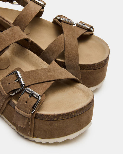 KIWI Taupe Suede Women's Strappy Platform Sandal Steve Madden TAUPE SUEDE