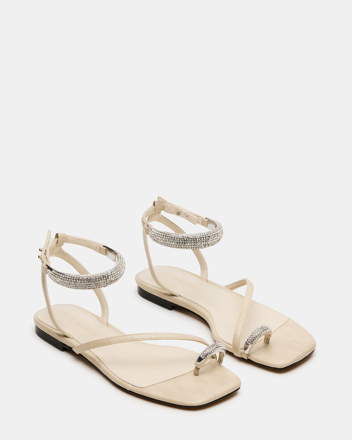 ODYSSEY-R Bone Crocodile Strappy Square-Toe Women Sandal Steve Madden BONE CROCODILE