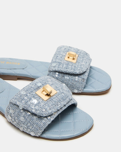 MORELAND Sequin Blue Quilted Slide Women's Sandal Steve Madden BLUE