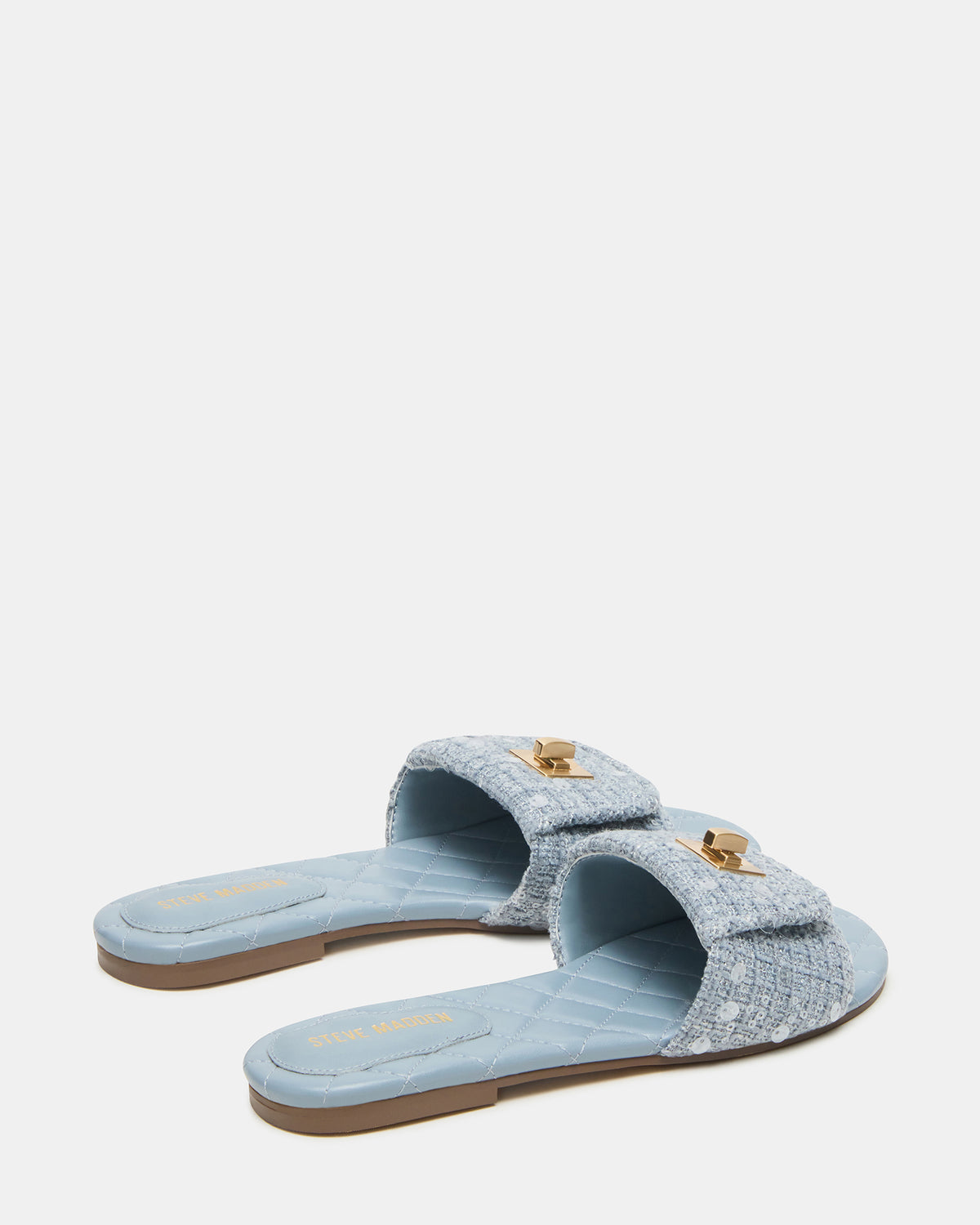 MORELAND Sequin Blue Quilted Slide Women's Sandal Steve Madden BLUE