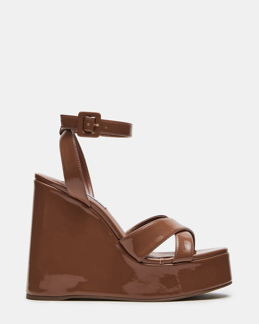 PINNACLE Camel Patent Women's Platform Wedge Sandal Steve Madden CAMEL PATENT
