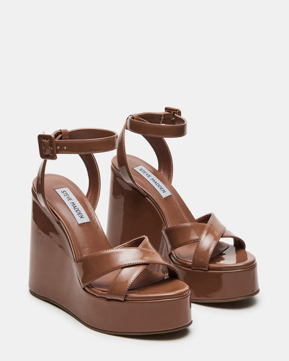 PINNACLE Camel Patent Women's Platform Wedge Sandal Steve Madden CAMEL PATENT