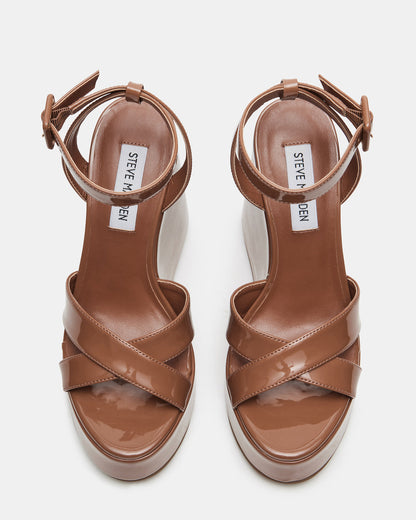 PINNACLE Camel Patent Women's Platform Wedge Sandal Steve Madden CAMEL PATENT