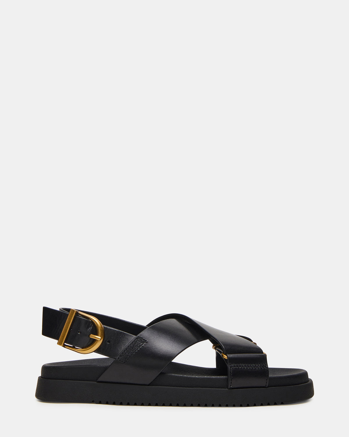 DONELLI Black Leather Strappy Footbed Women's Sandal Steve Madden BLACK LEATHER