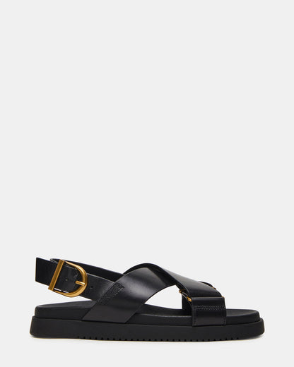 DONELLI Black Leather Strappy Footbed Women's Sandal Steve Madden BLACK LEATHER