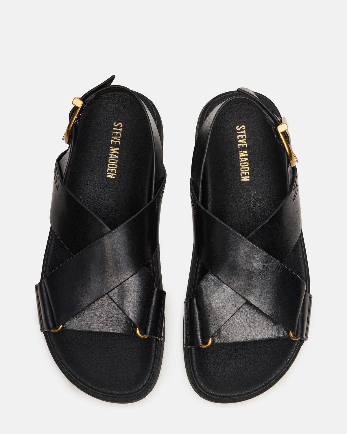 DONELLI Black Leather Strappy Footbed Women's Sandal Steve Madden BLACK LEATHER