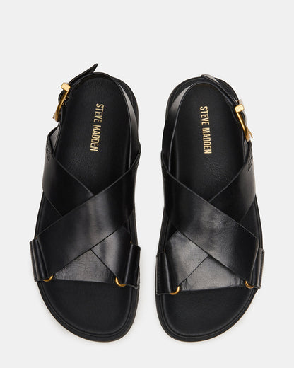 DONELLI Black Leather Strappy Footbed Women's Sandal Steve Madden BLACK LEATHER