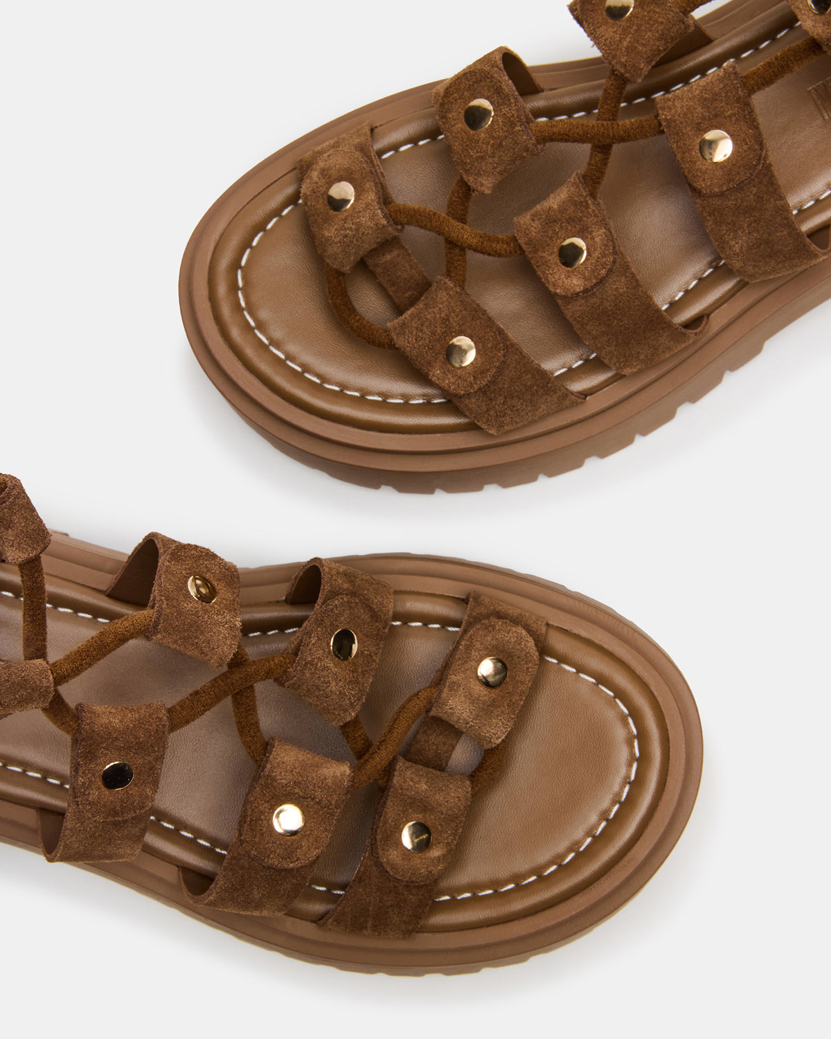LYRIAN Cognac Suede Platform Lace-Up Strappy Women's Sandal Steve Madden COGNAC SUEDE