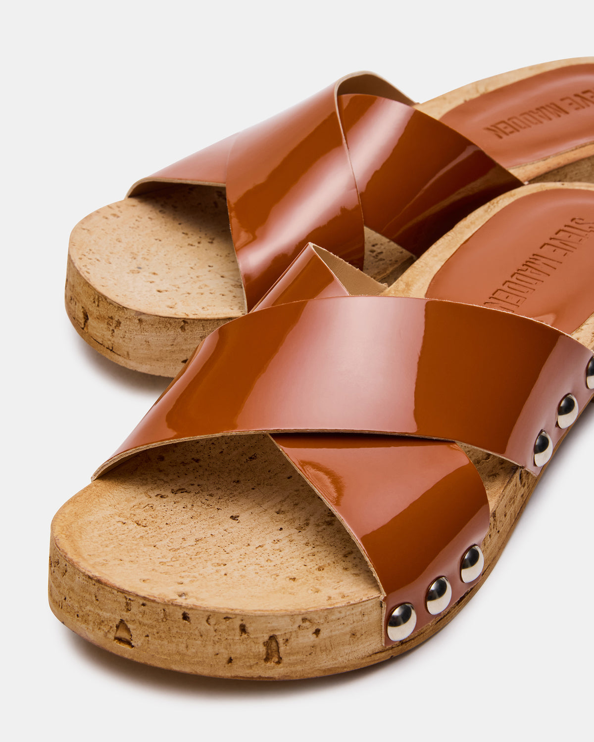 CANTLAY Camel Patent Studded Mule Slide Women's Sandal Steve Madden CAMEL PATENT