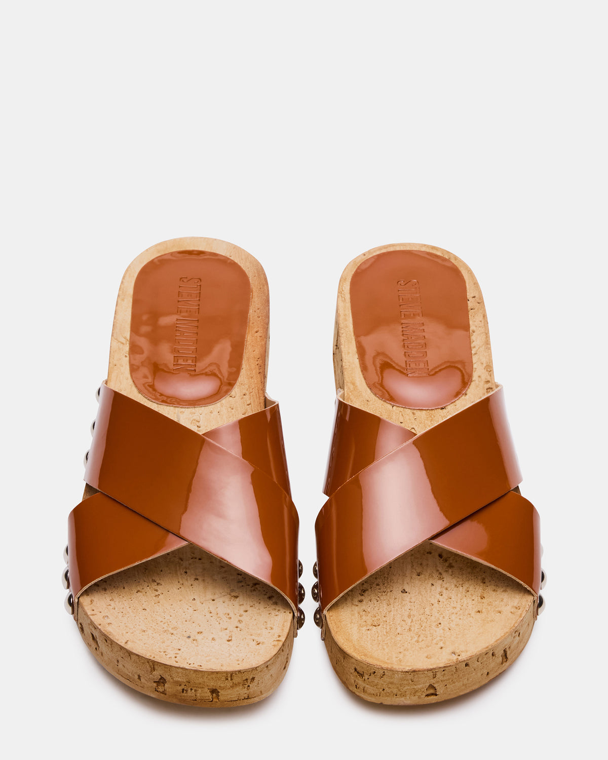CANTLAY Camel Patent Studded Mule Slide Women's Sandal Steve Madden CAMEL PATENT