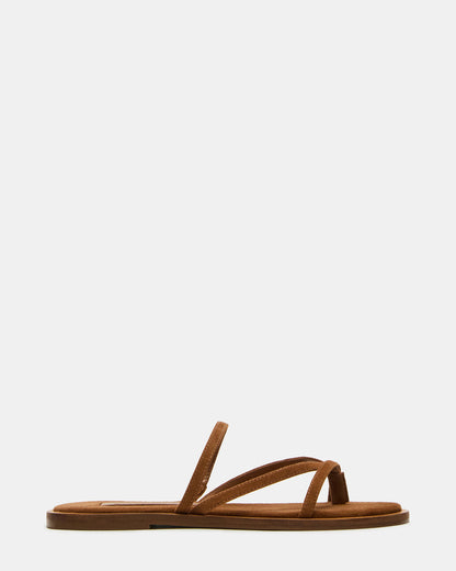 ELLERY Chestnut Suede Strappy Thong Slide Women's Sandal Steve Madden CHESTNUT SUEDE
