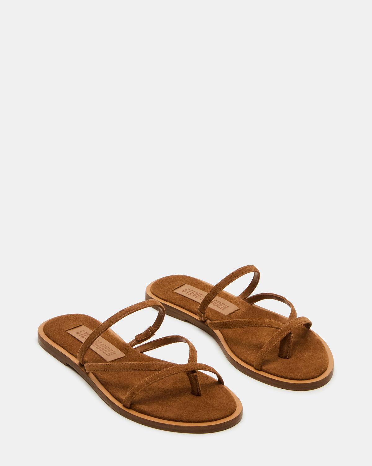 ELLERY Chestnut Suede Strappy Thong Slide Women's Sandal Steve Madden CHESTNUT SUEDE