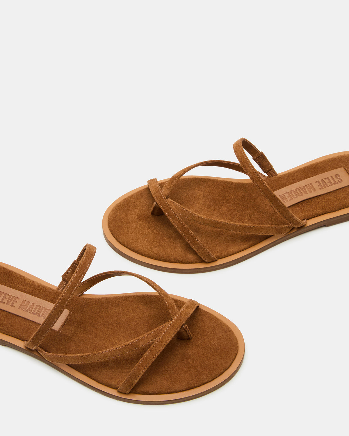 ELLERY Chestnut Suede Strappy Thong Slide Women's Sandal Steve Madden CHESTNUT SUEDE