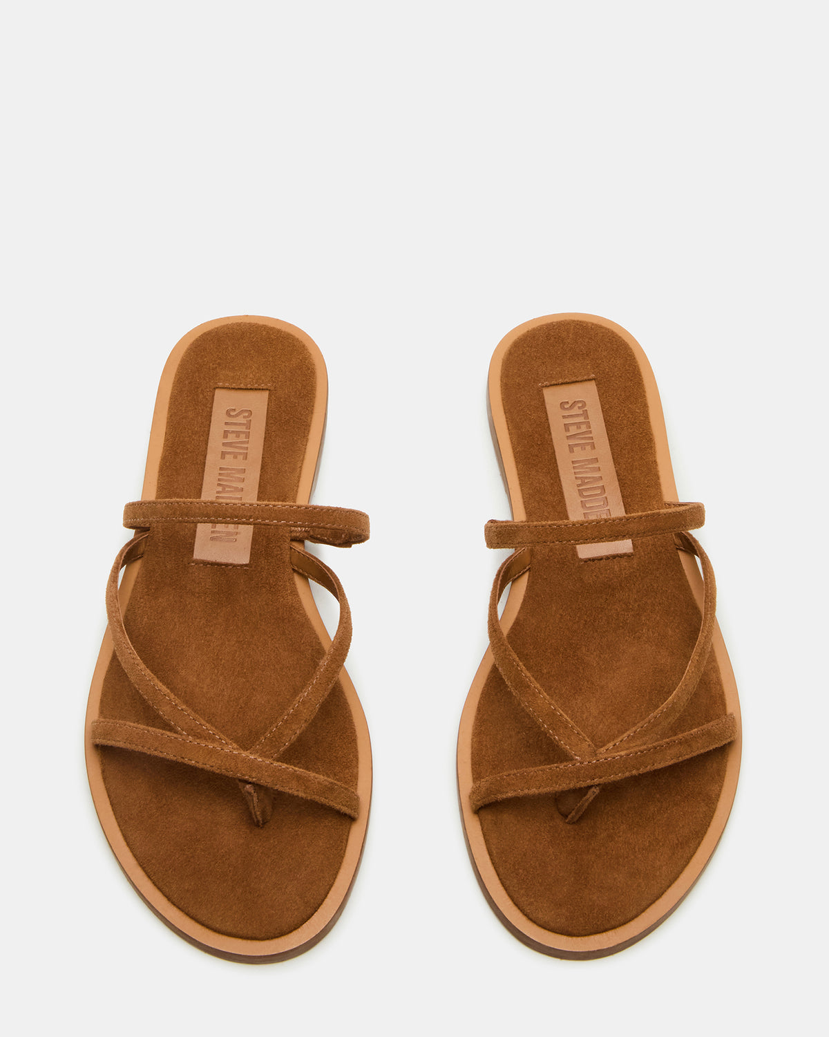 ELLERY Chestnut Suede Strappy Thong Slide Women's Sandal Steve Madden CHESTNUT SUEDE