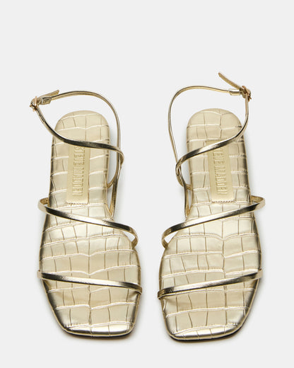 TANGO Gold Square-Toe Strappy Women's Sandal Steve Madden GOLD