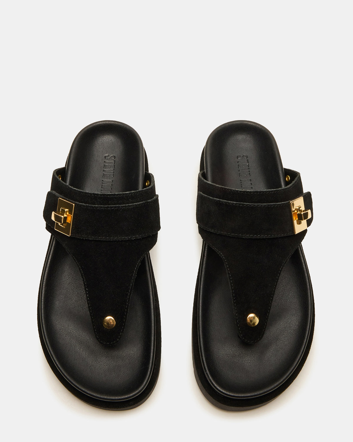 THONA Black Suede Women's Flatform Thong Sandal Steve Madden BLACK SUEDE
