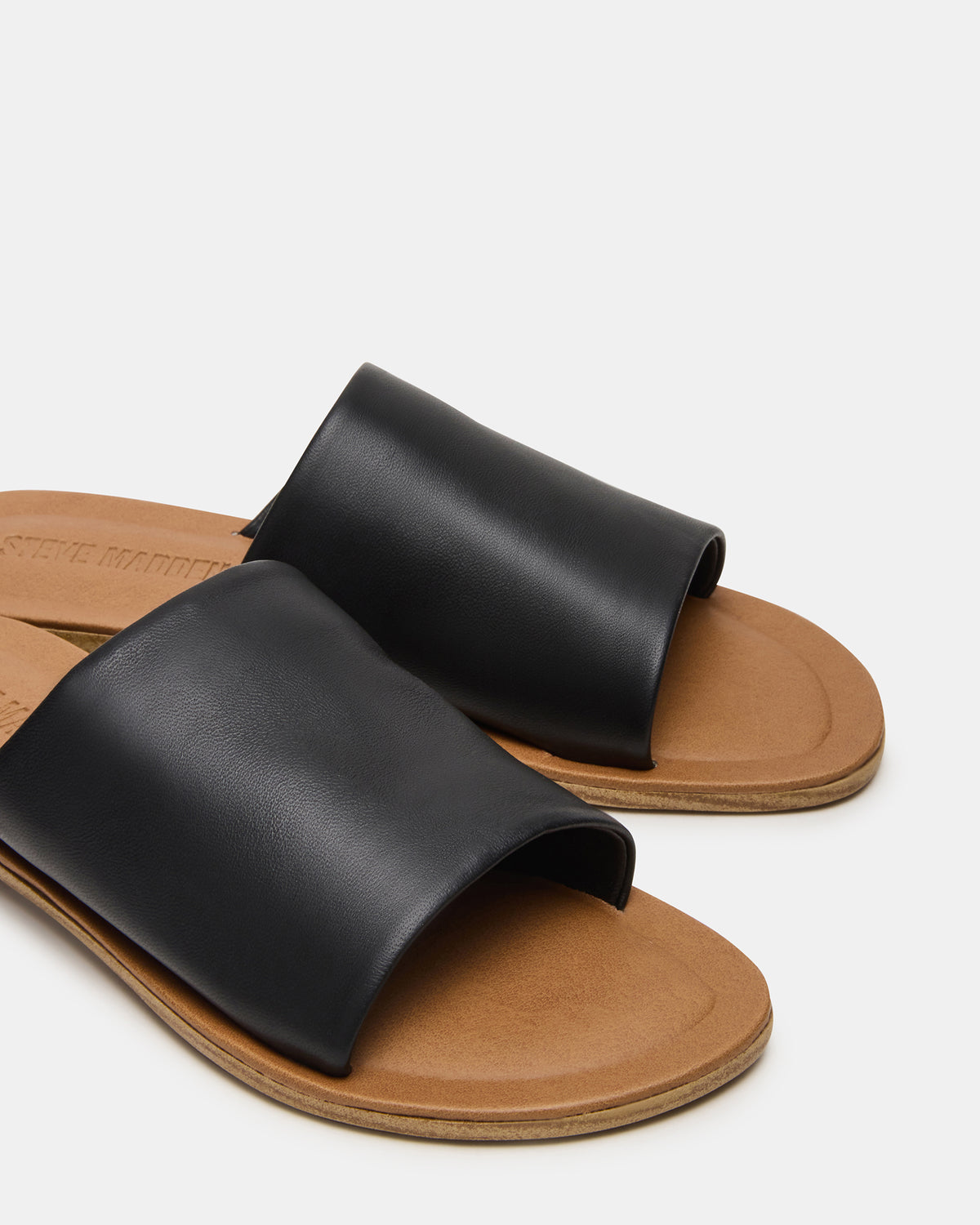 KIPP Black Leather Slide Women's Sandal Steve Madden BLACK LEATHER