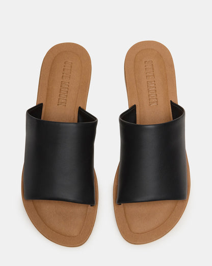 KIPP Black Leather Slide Women's Sandal Steve Madden BLACK LEATHER