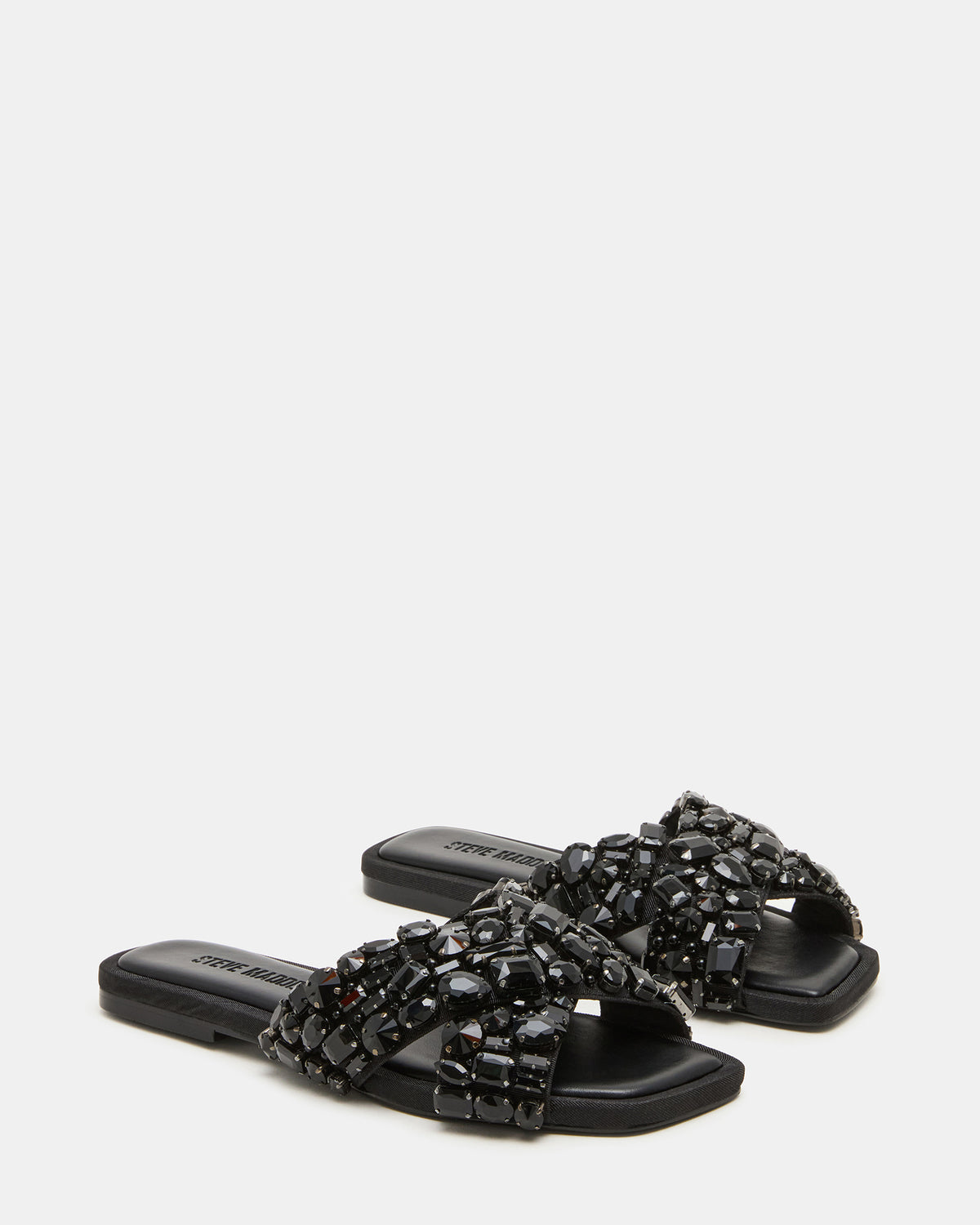 LEVITY Black Square-Toe Slide Women's Sandal Steve Madden BLACK