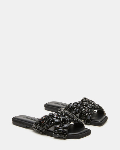 LEVITY Black Square-Toe Slide Women's Sandal Steve Madden BLACK