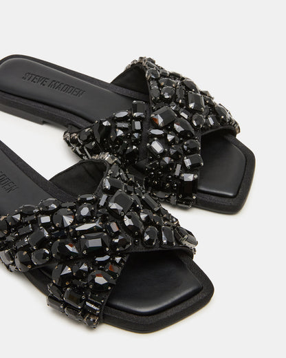 LEVITY Black Square-Toe Slide Women's Sandal Steve Madden BLACK