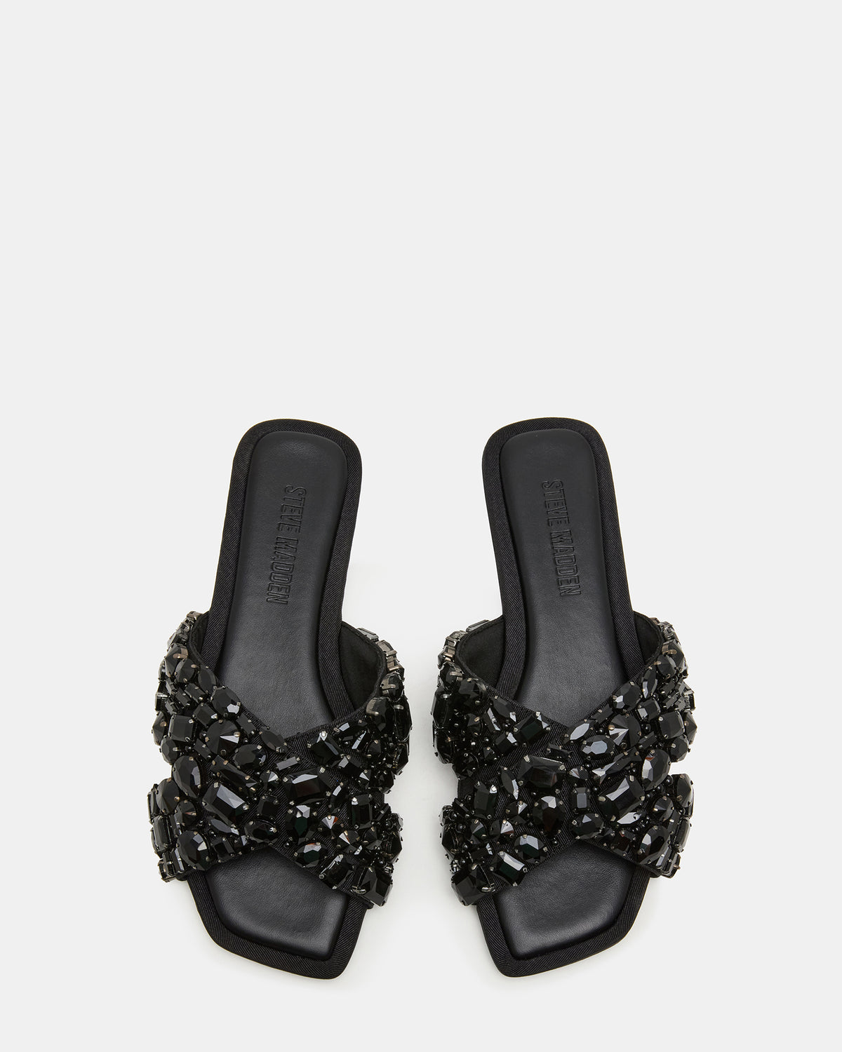 LEVITY Black Square-Toe Slide Women's Sandal Steve Madden BLACK