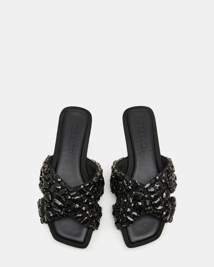 LEVITY Black Square-Toe Slide Women's Sandal Steve Madden BLACK