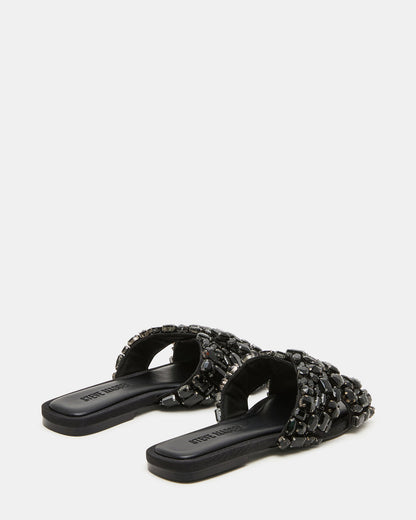 LEVITY Black Square-Toe Slide Women's Sandal Steve Madden BLACK