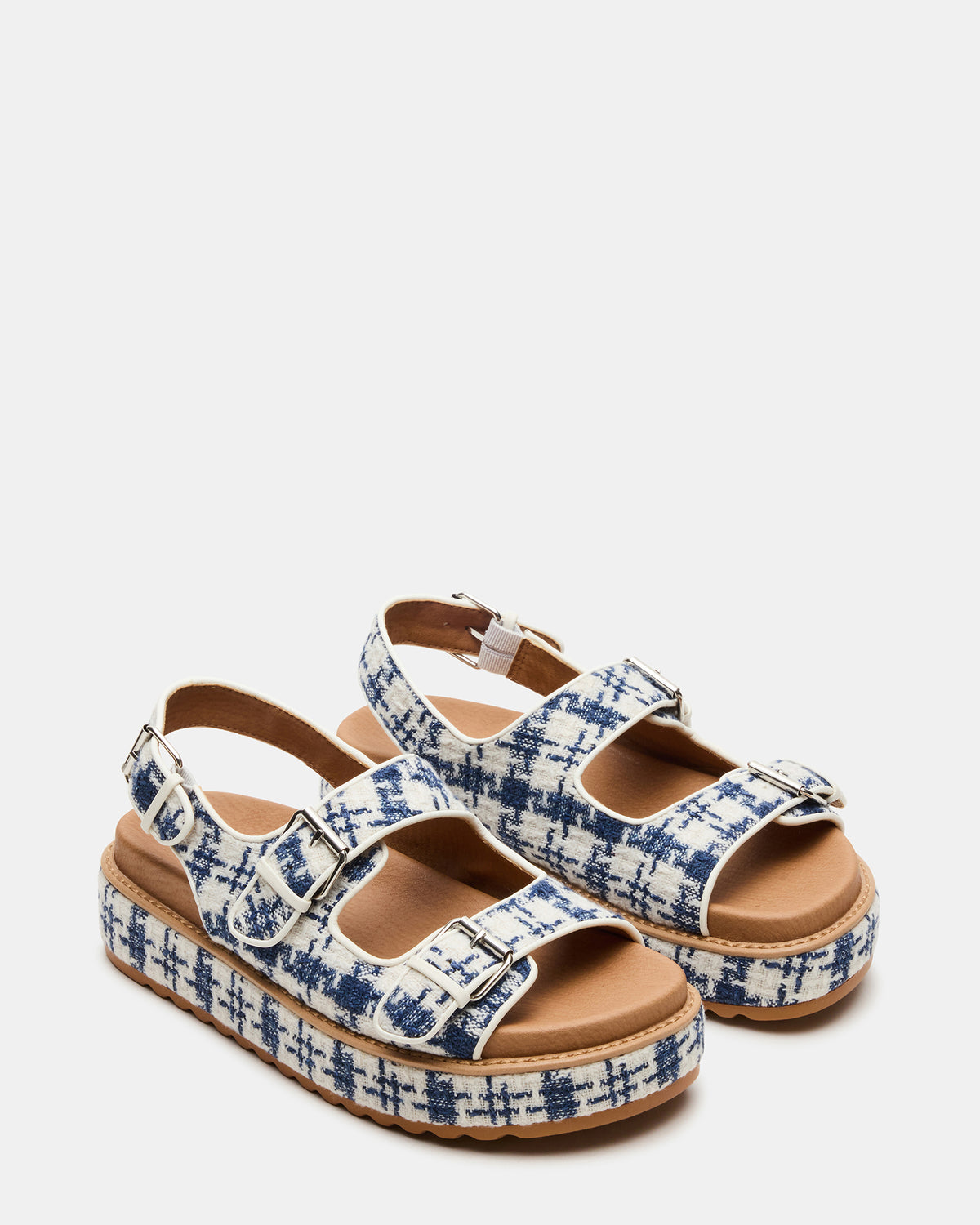 BIGMONA2.0 Blue/White Platform Footbed Flatform Women's Sandal Steve Madden BLUE/WHITE