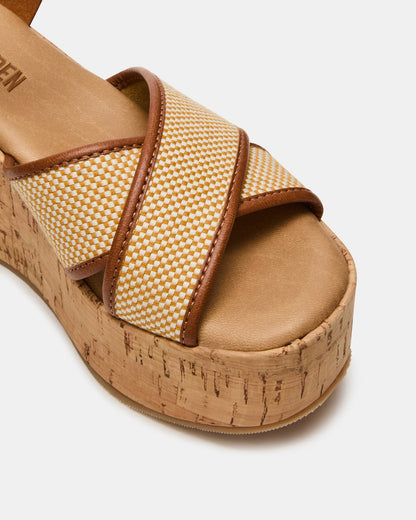 JETSET Brown Multi Platform Wedge Women's Sandal Steve Madden BROWN MULTI