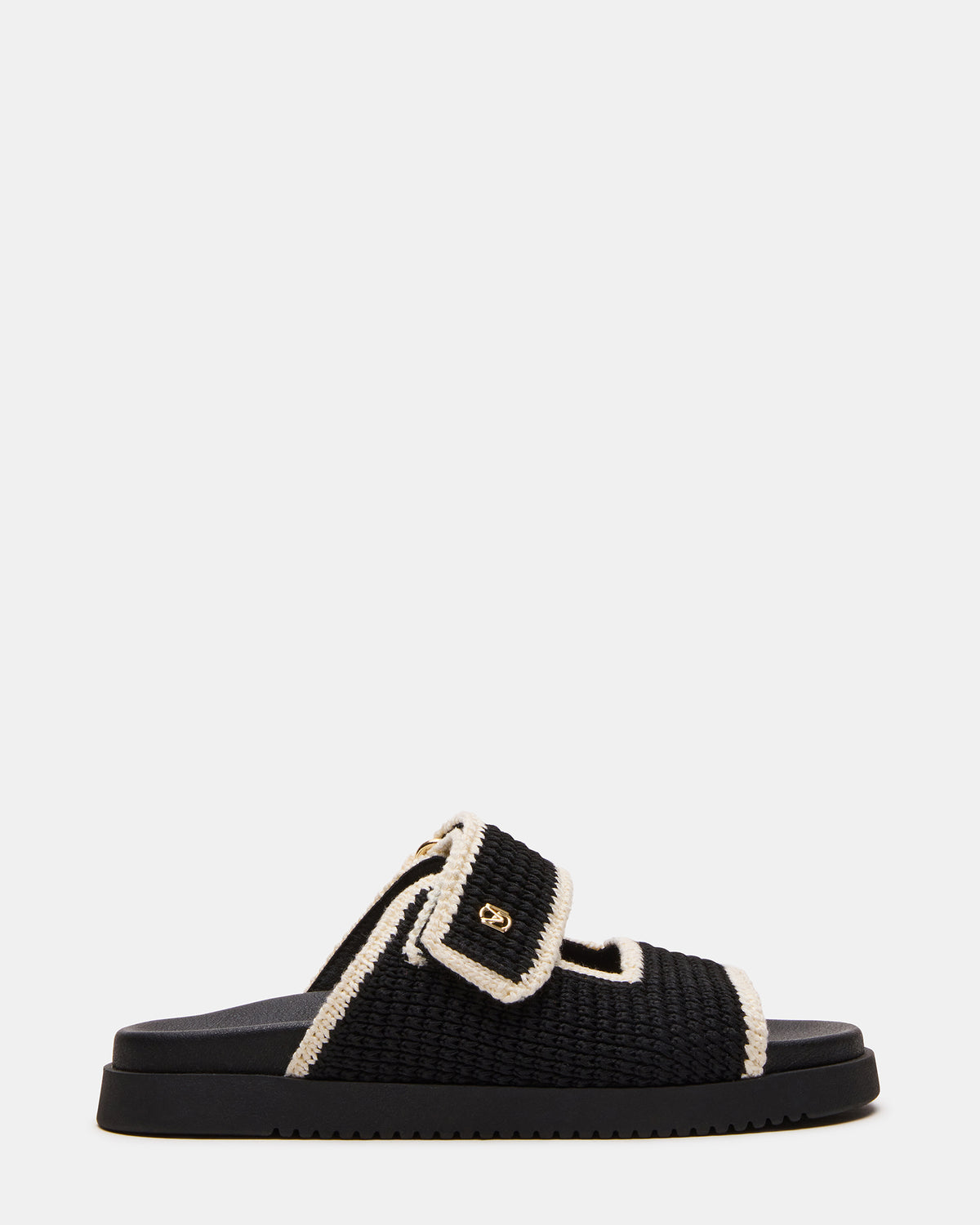 MAYSIE Black Multi Woven Flatform Footbed Slide Women's Sandal Steve Madden BLACK MULTI