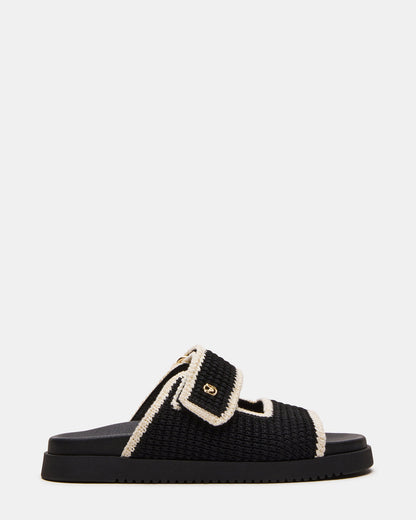 MAYSIE Black Multi Woven Flatform Footbed Slide Women's Sandal Steve Madden BLACK MULTI