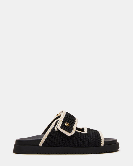 MAYSIE Black Multi Woven Flatform Footbed Slide Women's Sandal Steve Madden BLACK MULTI