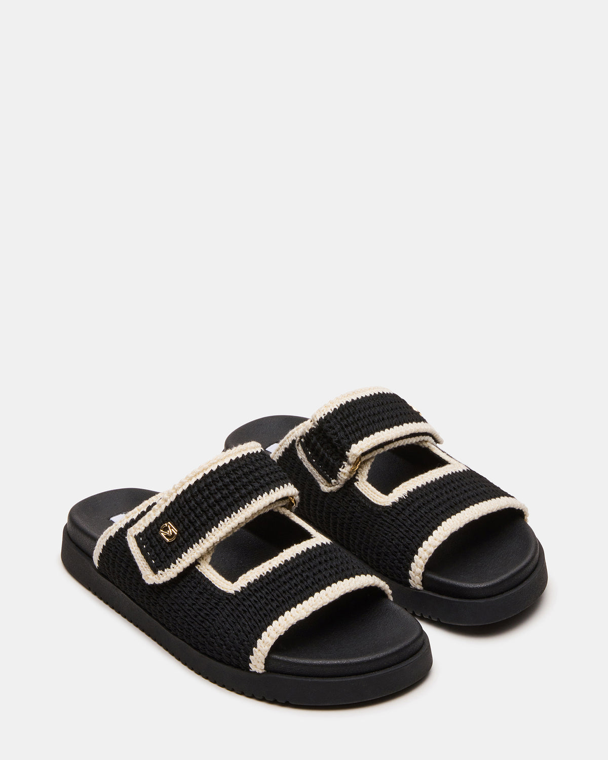 MAYSIE Black Multi Woven Flatform Footbed Slide Women's Sandal Steve Madden BLACK MULTI