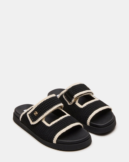 MAYSIE Black Multi Woven Flatform Footbed Slide Women's Sandal Steve Madden BLACK MULTI