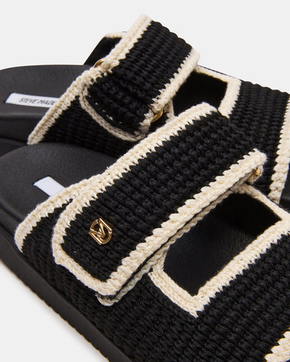 MAYSIE Black Multi Woven Flatform Footbed Slide Women's Sandal Steve Madden BLACK MULTI
