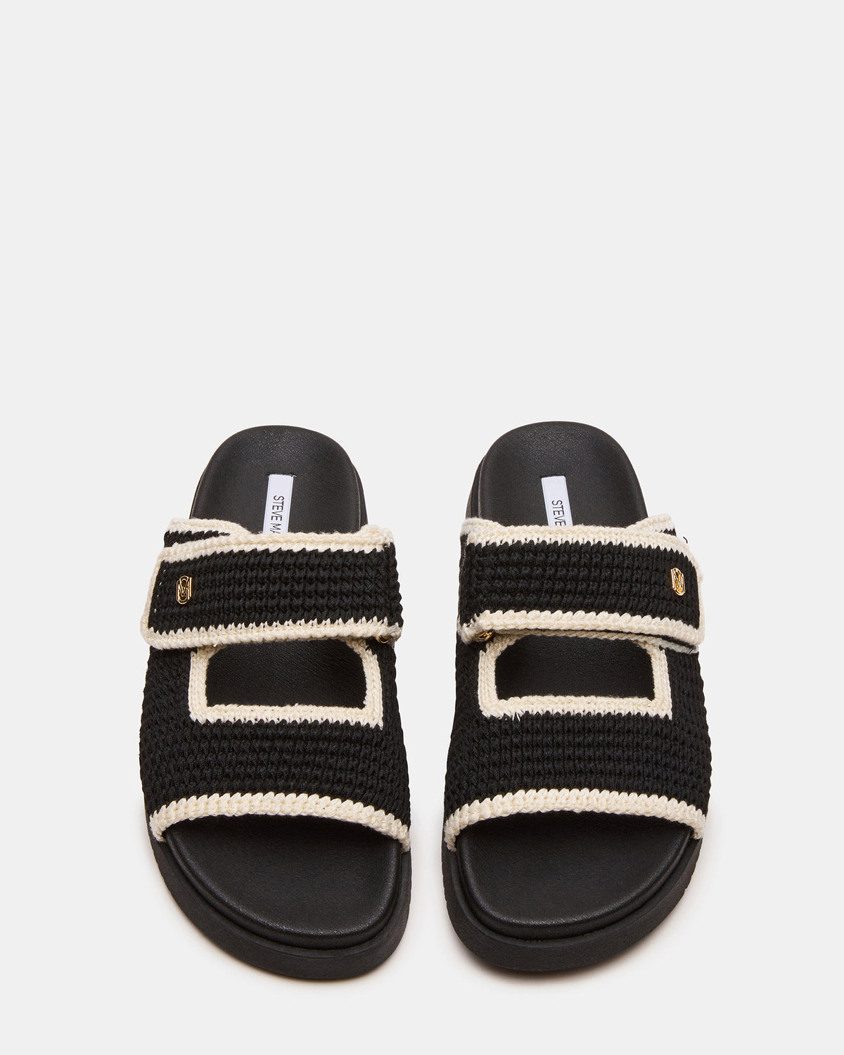 MAYSIE Black Multi Woven Flatform Footbed Slide Women's Sandal Steve Madden BLACK MULTI