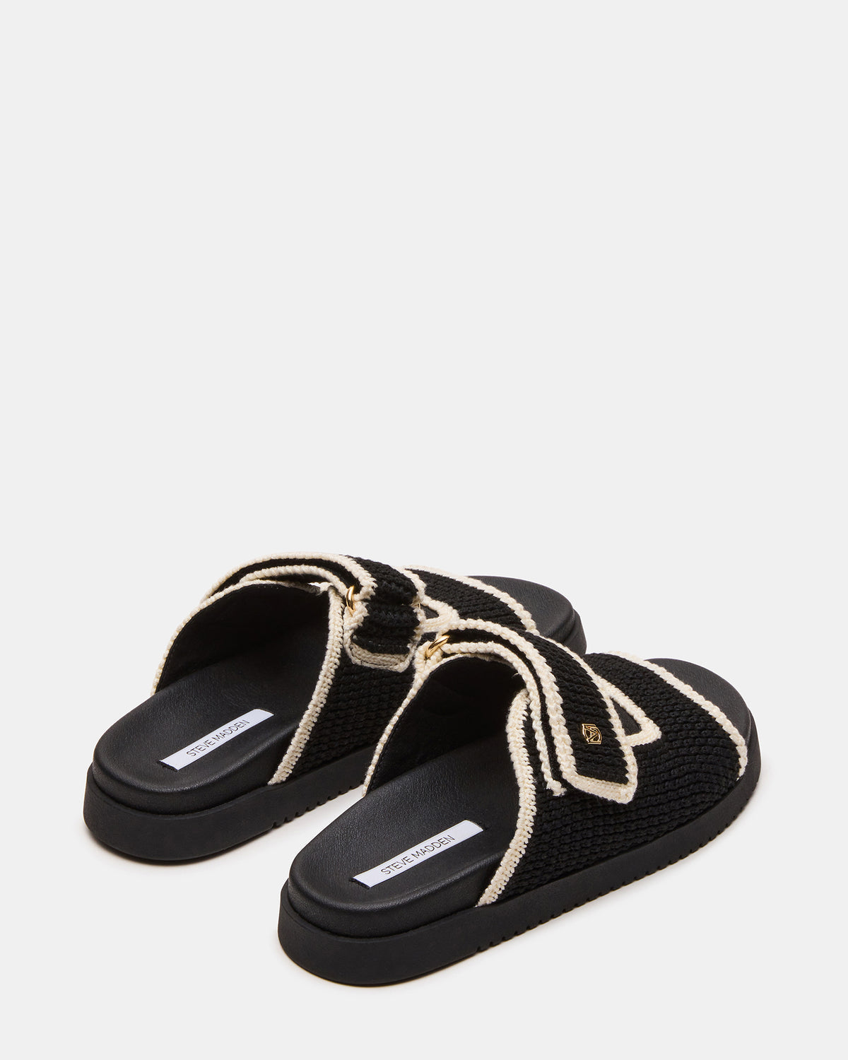 MAYSIE Black Multi Woven Flatform Footbed Slide Women's Sandal Steve Madden BLACK MULTI