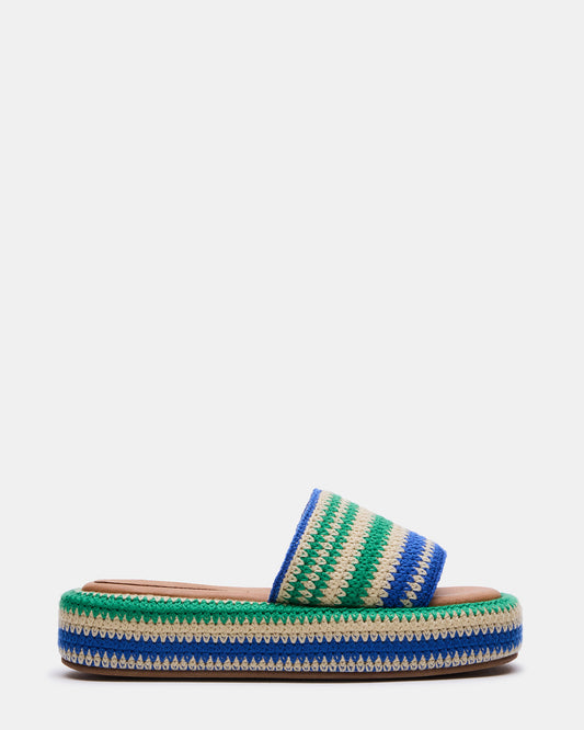 BEACHY Woven Green Multi Platform Slide Women's Sandal Steve Madden GREEN MULTI