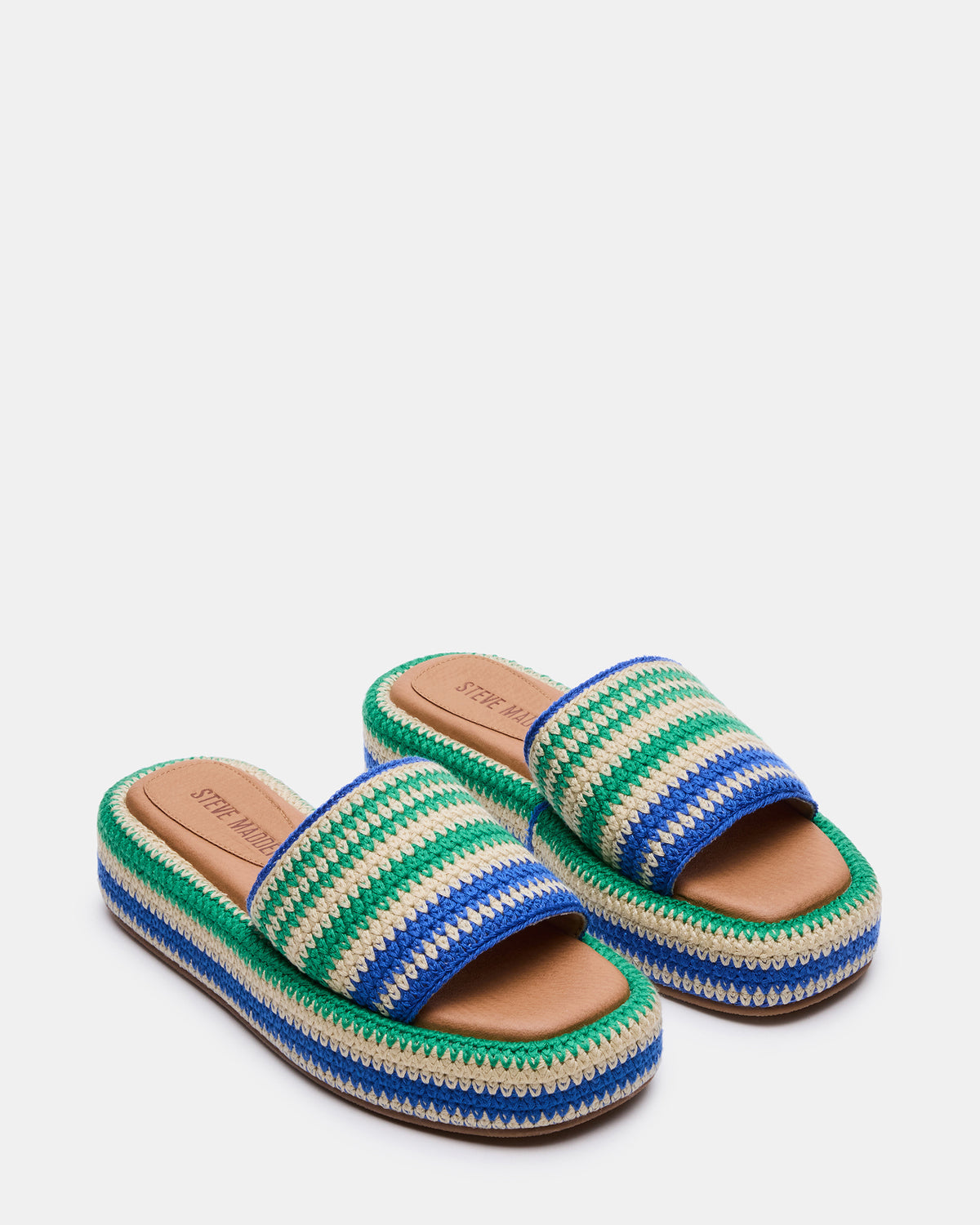BEACHY Woven Green Multi Platform Slide Women's Sandal Steve Madden GREEN MULTI