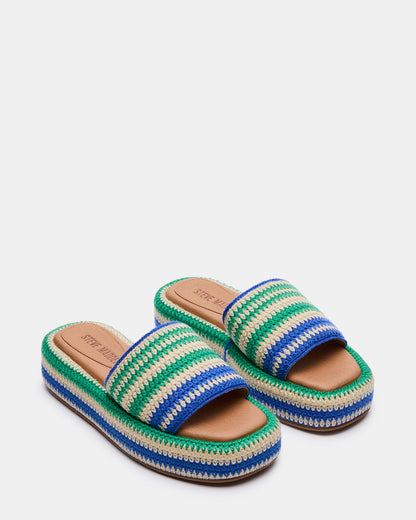 BEACHY Woven Green Multi Platform Slide Women's Sandal Steve Madden GREEN MULTI