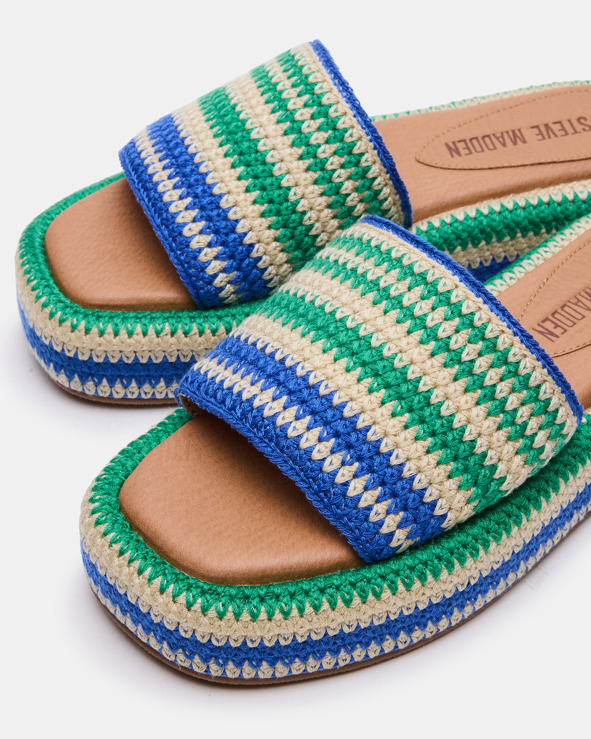 BEACHY Woven Green Multi Platform Slide Women's Sandal Steve Madden GREEN MULTI
