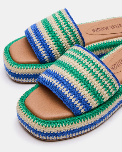 BEACHY Woven Green Multi Platform Slide Women's Sandal Steve Madden GREEN MULTI