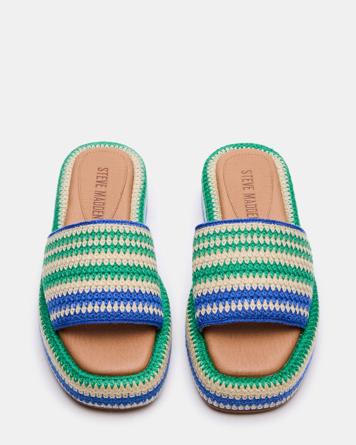 BEACHY Woven Green Multi Platform Slide Women's Sandal Steve Madden GREEN MULTI
